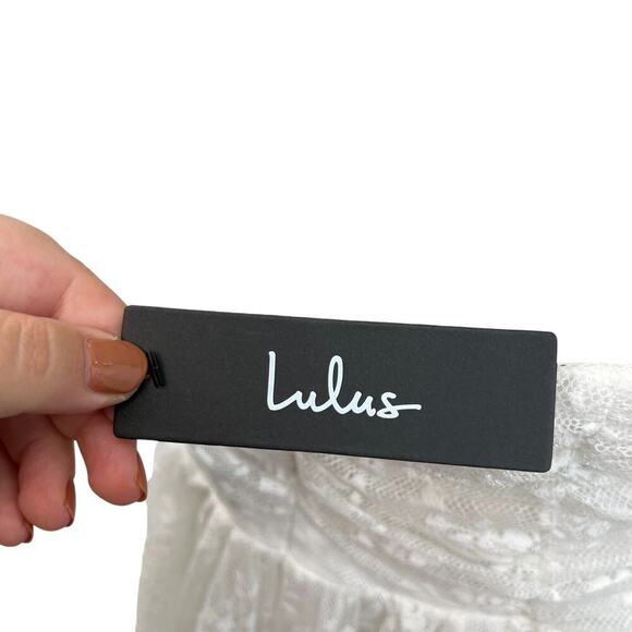 Lulus Charismatic Sweetie White Lace Ruched Tie-Strap Midi Dress Size‎ XL - Picture 11 of 14